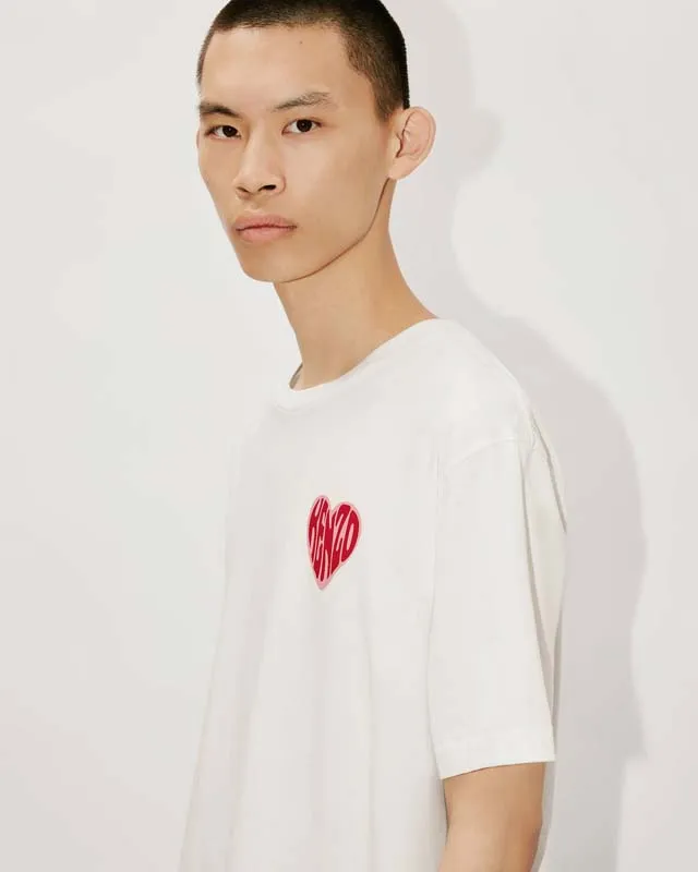 [Chinese Valentine's Day Series] KENZO 23 early autumn new men's love pattern letter casual T-shirt Color: Black Tibetan Blue White Size: M L